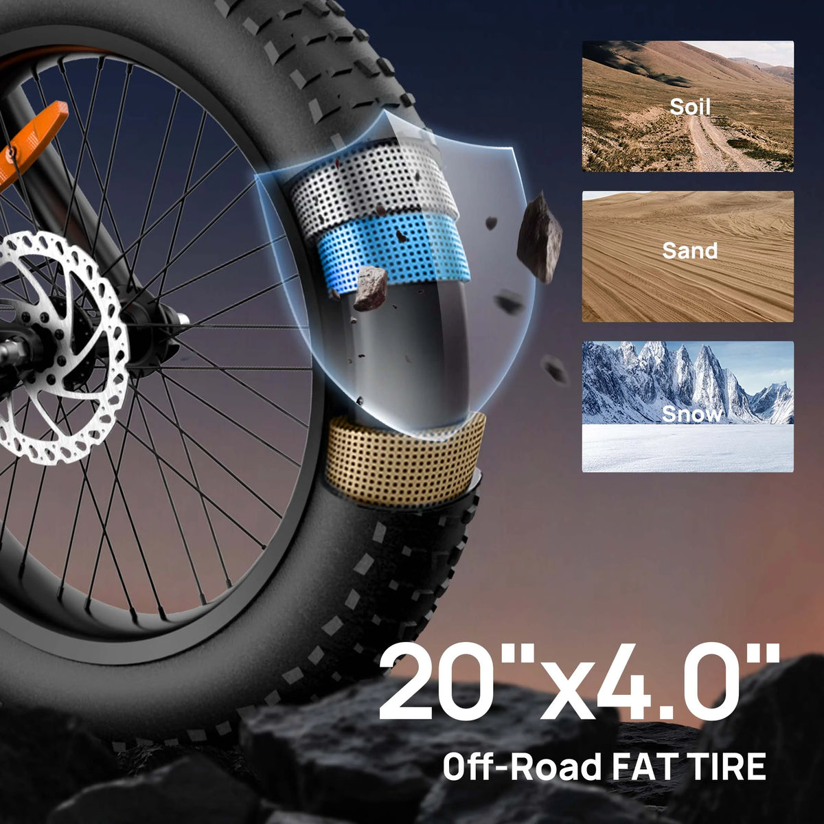 URLIFE 1500W Electric Bike for Adults,20"4.0 Fat Tire Ebike,48V 15.6Ah Removable Battery,7-Speed E-Mountain Bikes,All-Terrain Off-Road Electric Bicycle,UL2849 Certified(Black)