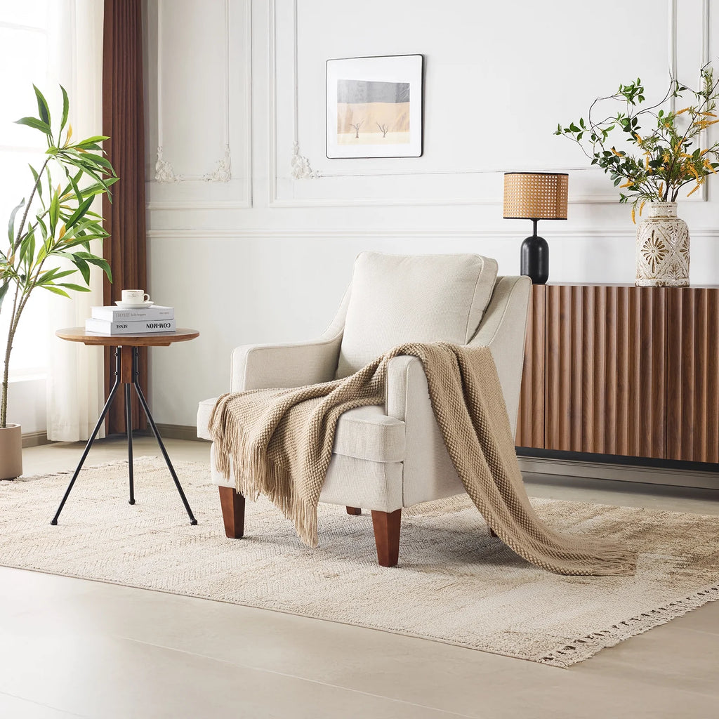 Ktaxon Fabric Accent Chair, Reading Armchair with Removable Cushion, Single Sofa with Extra Seat Depth for Living Room Bedroom Black