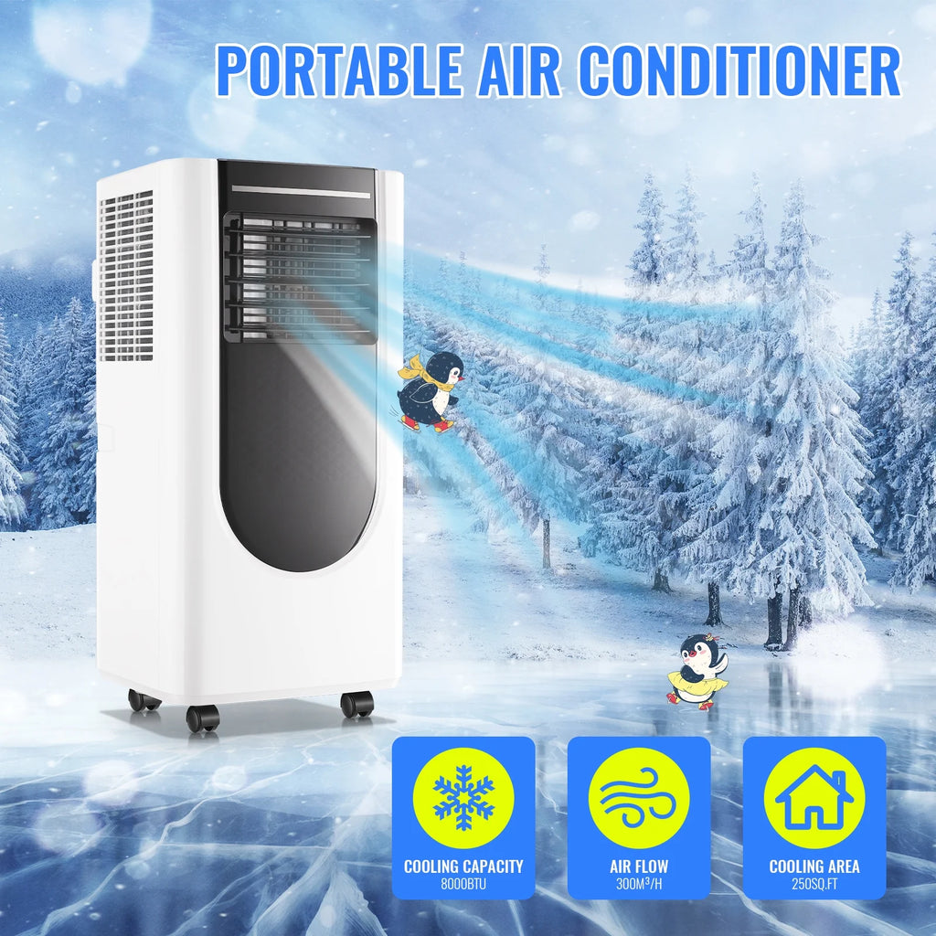 TACOOL Portable Air Conditioner 8000 BTU Portable Ac Unit up to 250 Sq, 3 IN 1 with Remote Control, All White, New