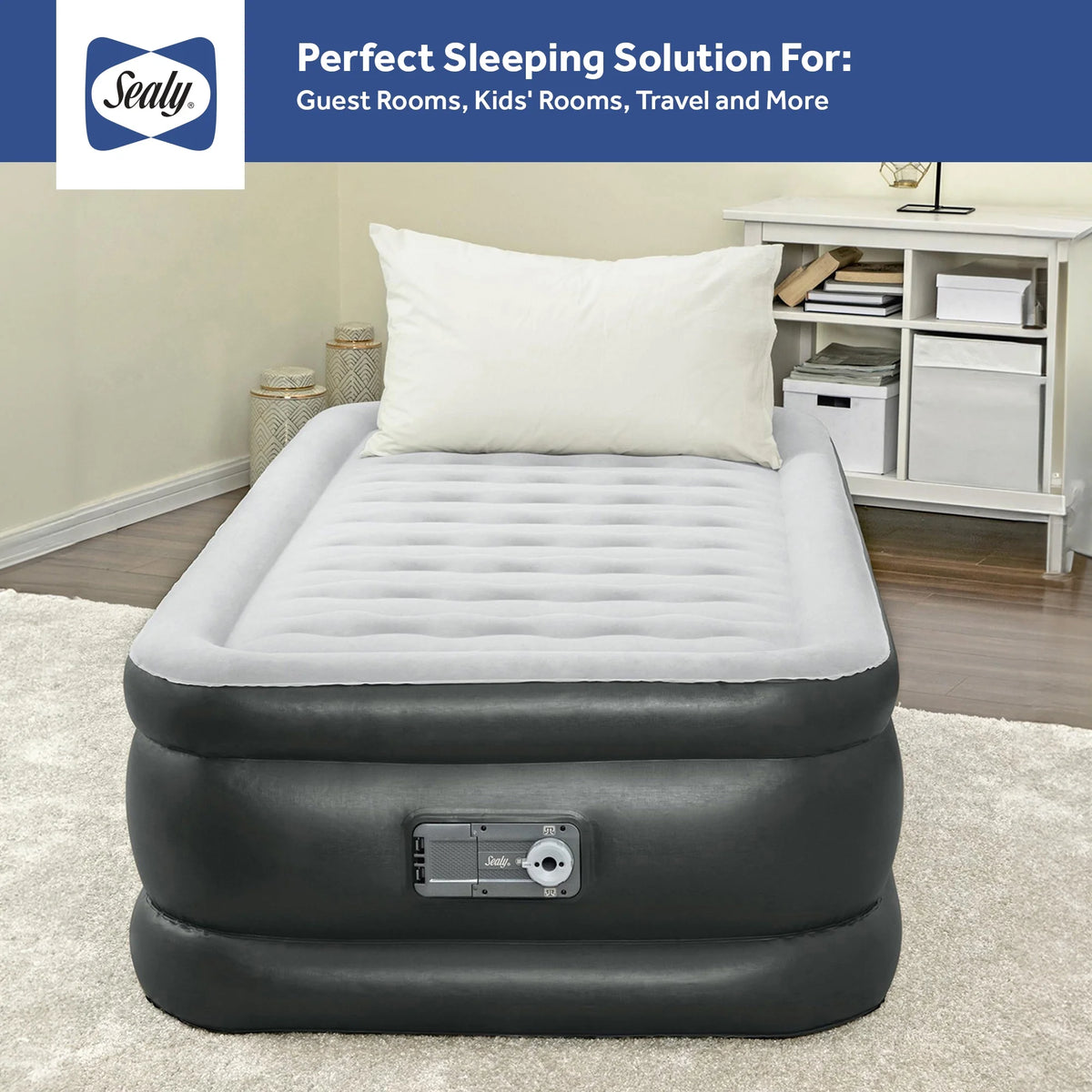 Open Box Sealy Tritech 20" Inflatable Mattress Twin Airbed w/ Built-In Pump