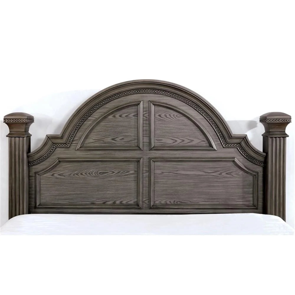 FOA Charo 6pc Gray Wood Bedroom Set-King Nightstands