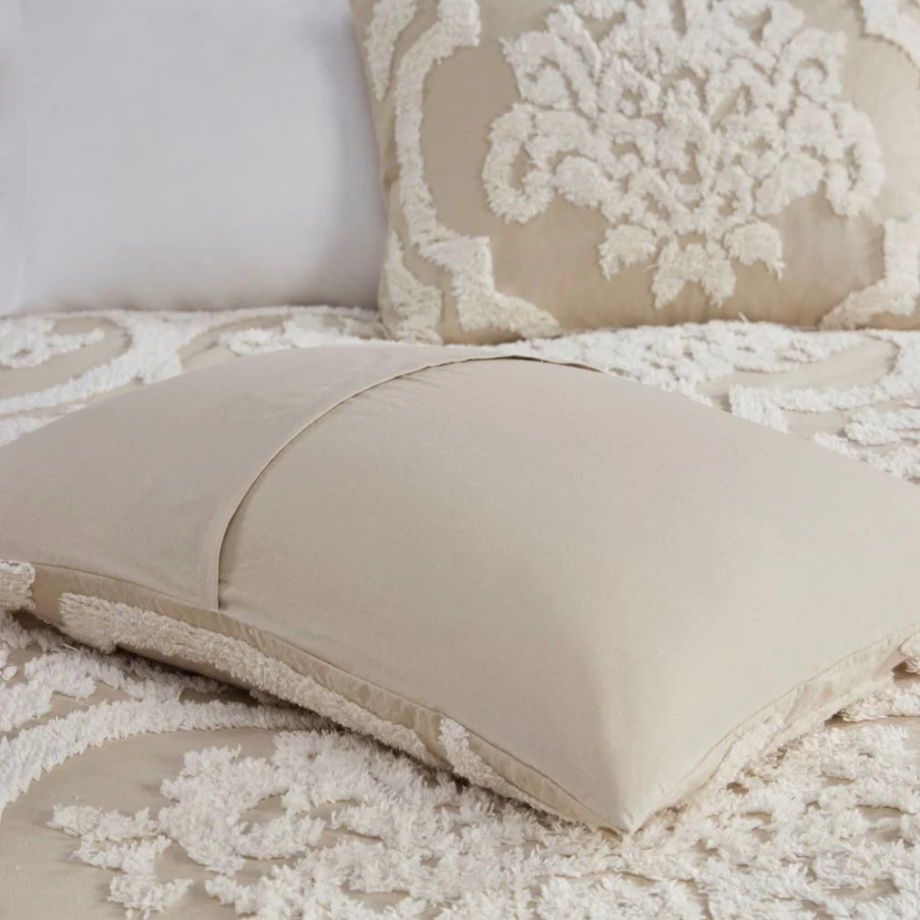 3 Piece Set Duvet Cover King Size, Soft Tufted Cotton Chenille Duvet Cover Set with 2 Pillow Shams and Corner ties, Breathable Bedding Comforter Cover for All Season, Off White