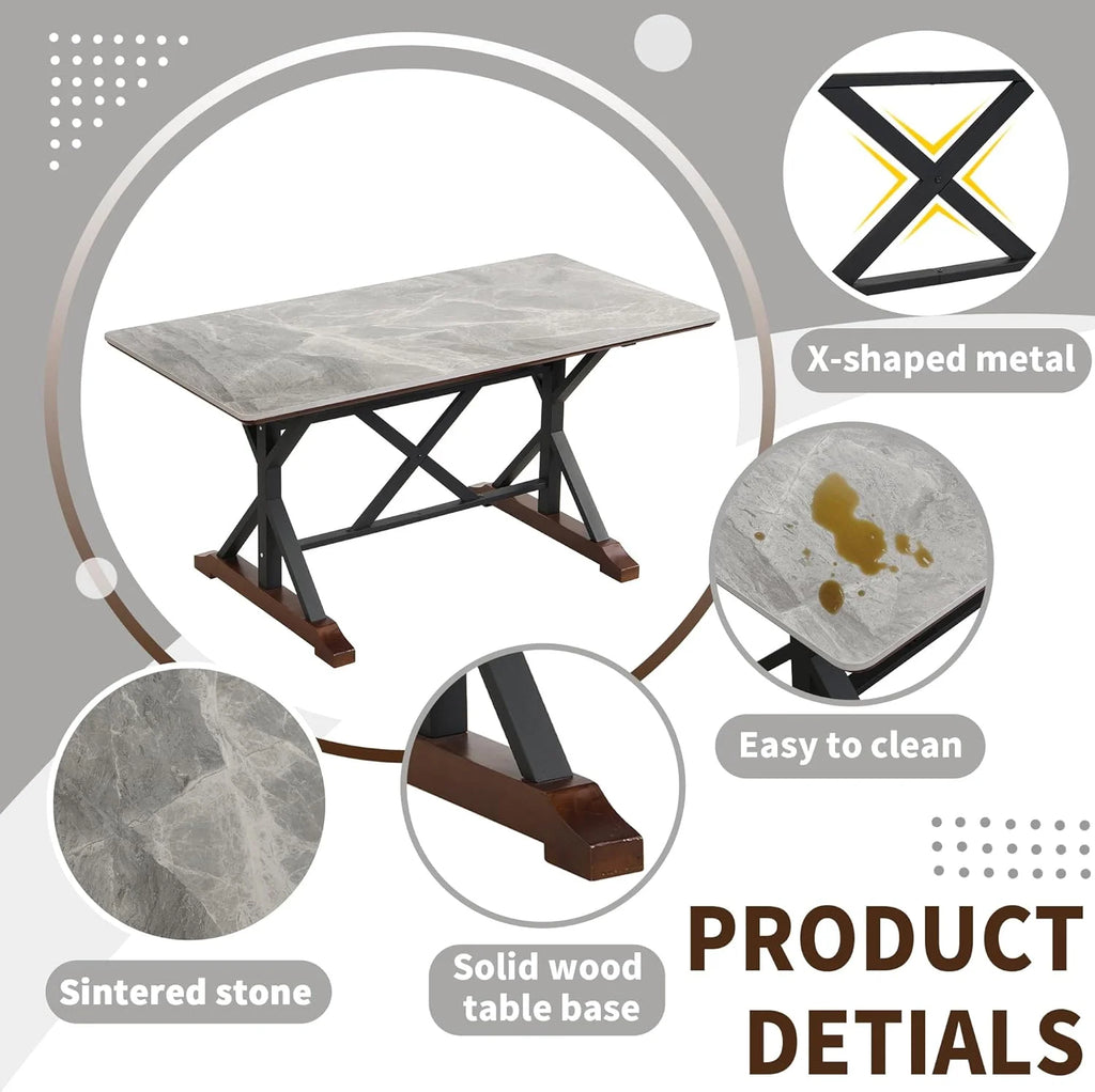 Sumdeal 5-Piece Farmhouse Dining Table Set, Wood Round Extendable Dining Table and 4 Upholstered Dining Chairs (Espresso-1Table 4 Chairs)