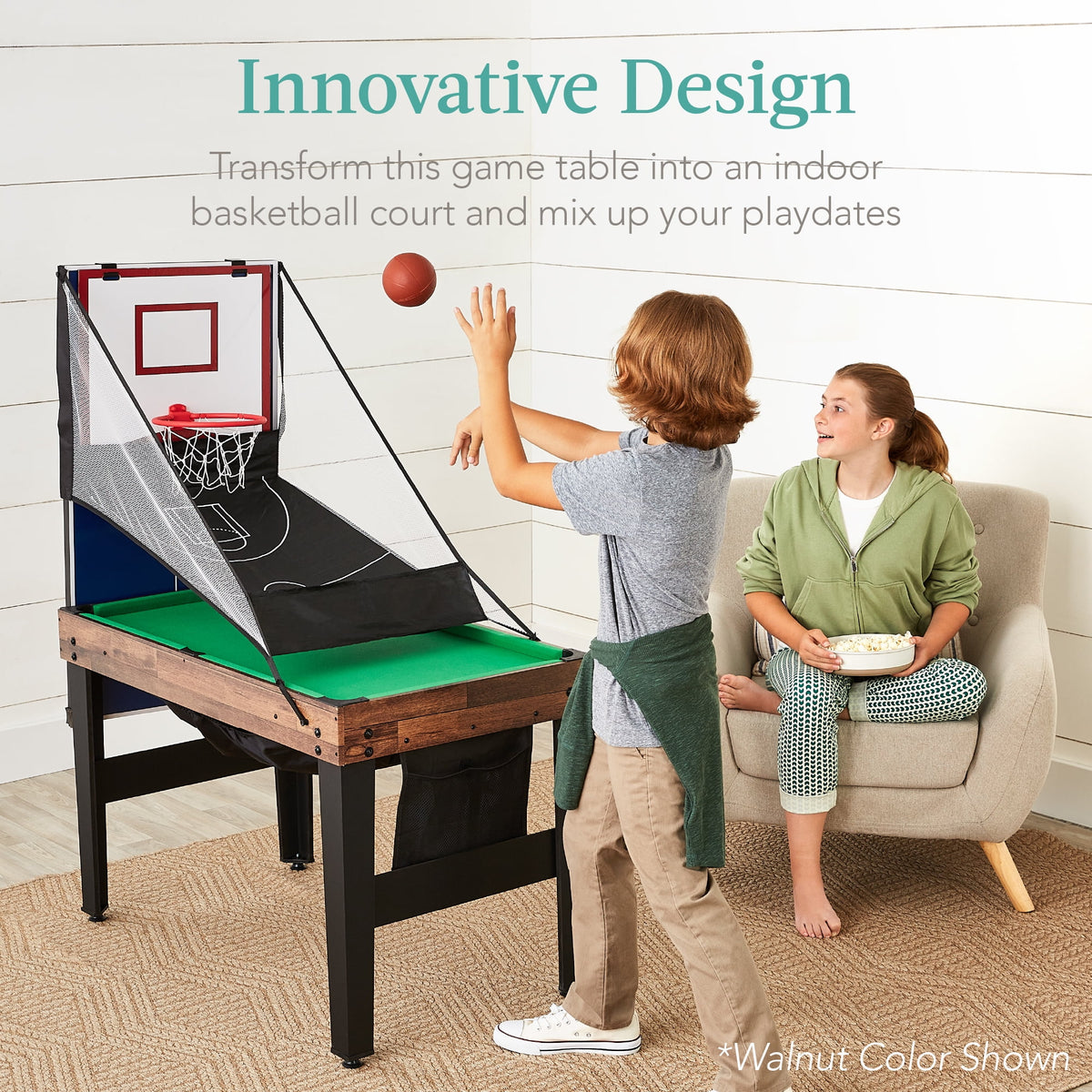 Best Choice Products 13-in-1 Combo Game Table Set w/ Ping Pong, Foosball, Basketball, Hockey, Archery - Natural
