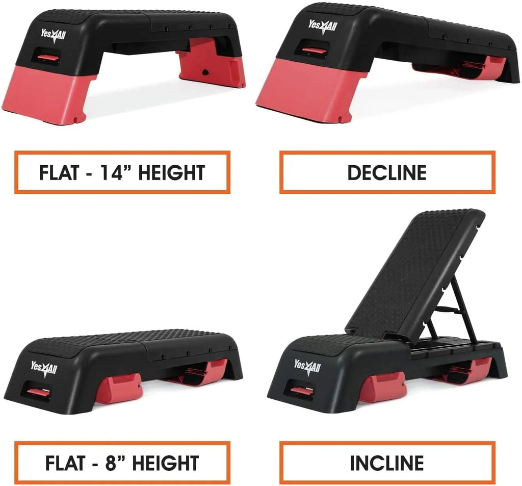 Yes4All Multifunctional Fitness Aerobic Step Platform and Aerobic Deck, Red and Black
