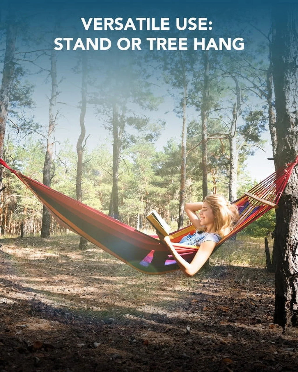 KEESTP Comfortable 2 Person Hammock with Stand,Portable Detachable Brazilian Hammock,450lb Capacity - Tropical