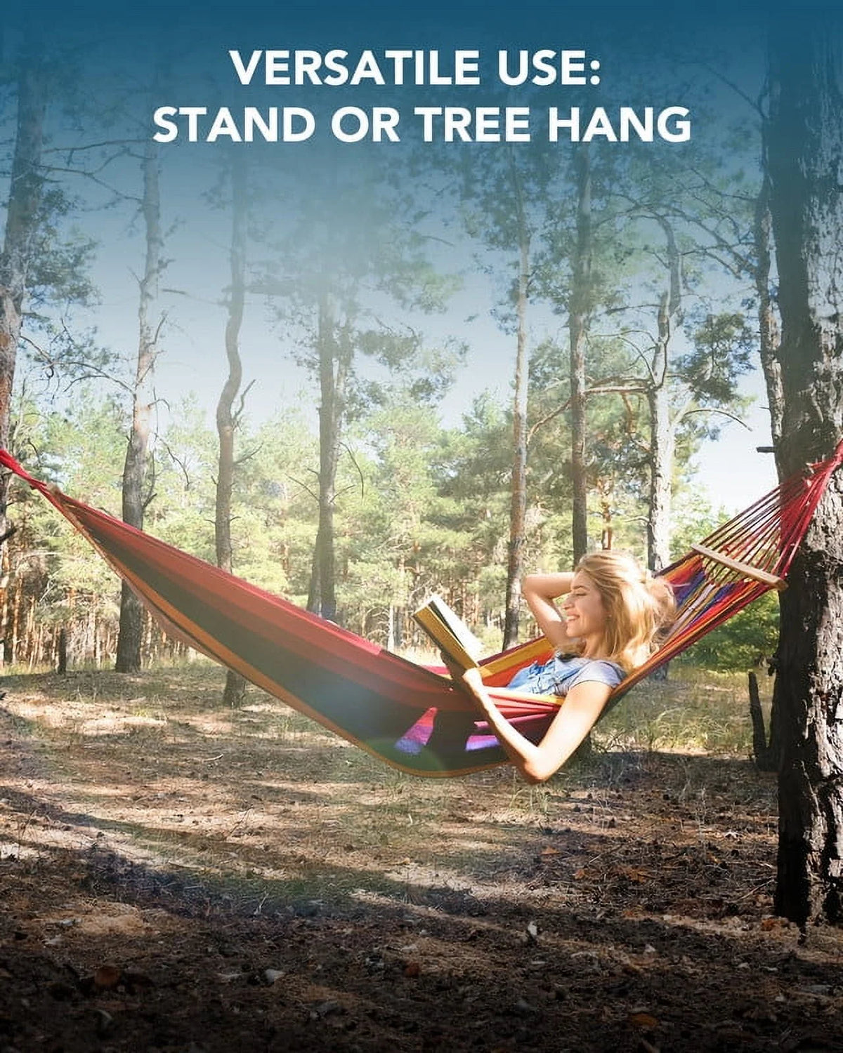 KEESTP Comfortable 2 Person Hammock with Stand,Portable Detachable Brazilian Hammock,450lb Capacity - Tropical