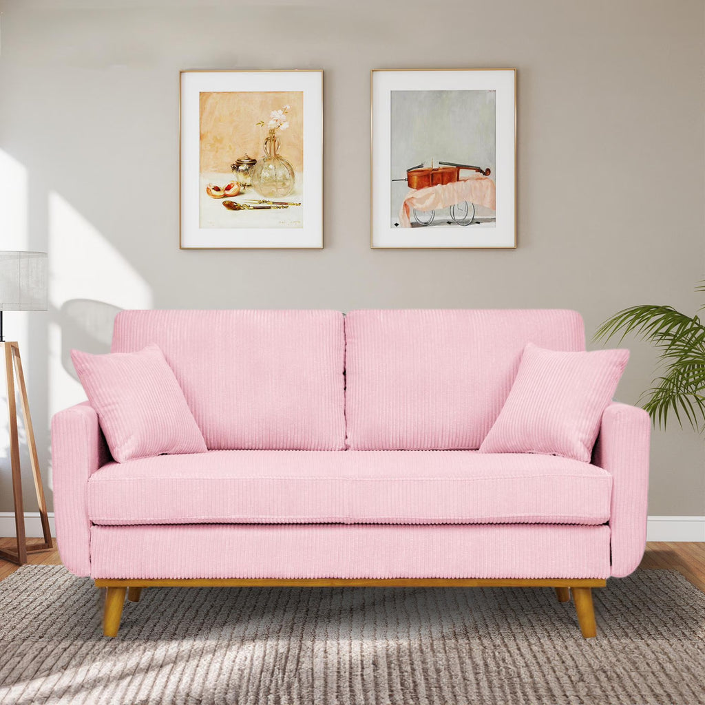 Aukfa 68" Small Sofa Couch Comfy Mid Century Modern Loveseat Sofa for Living Room Bedroom, Cream