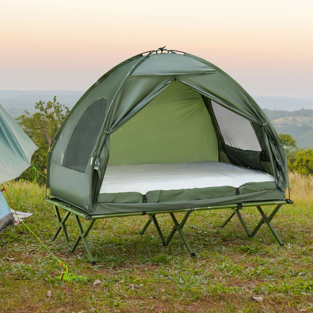 Witaxima 2 Person Elevated Camping Cot Tent Set, Foldable Bed Tent with Air Mattress