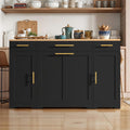 Uforic Kitchen Island with Drop Leaf & Wheels, Island Table with Trash Storage Cabinet, Black