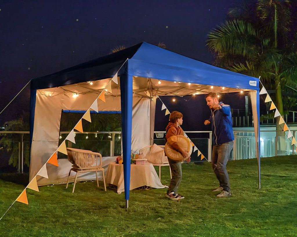 Quictent 8'x8' Pop up Canopy Tent with Sidewalls Instant Outdoor Gazebo Canopy Tent Shelter Enclosed Waterproof, with Wheeled Bag (Pink)