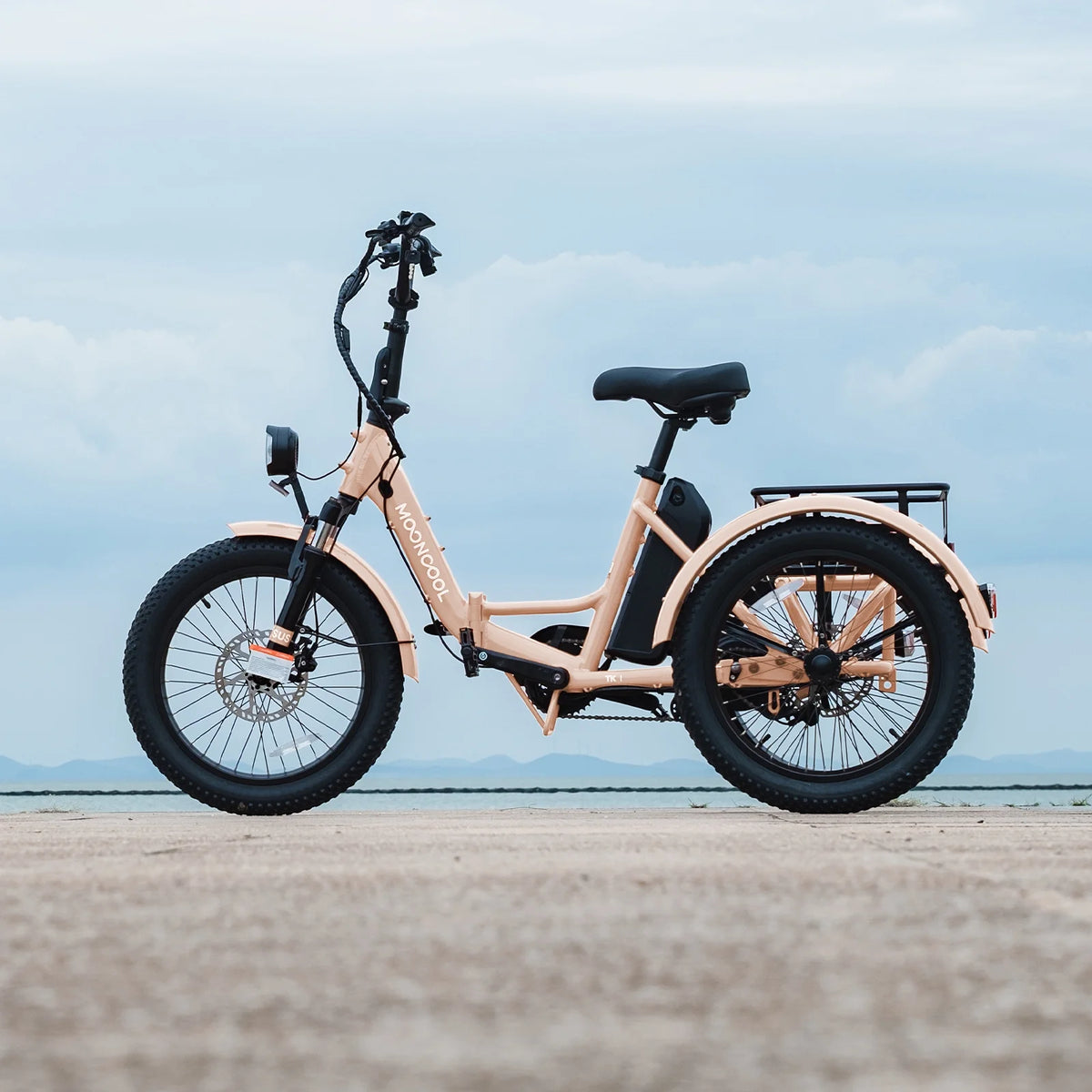 MOONCOOL TK1 Folding Electric Tricycle for Adults,48V 14.5Ah Removable battery, 500W Peak 1000w Motor, 20" Fat Tire Step-Thru 3Wheel Electric Bicycle w/Front&Rear Baskets, Certified to UL 2849 by SGS