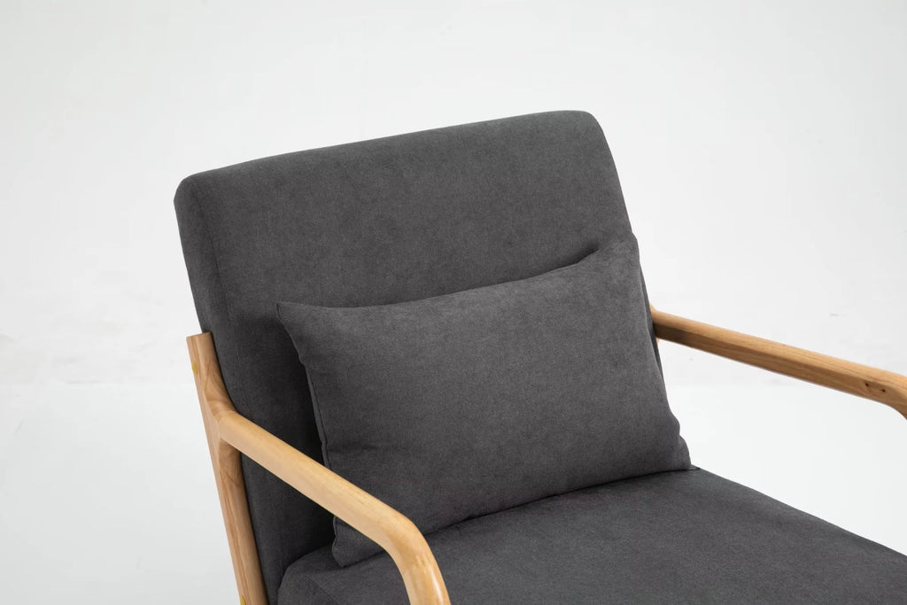 Modern Accent Chair, Upholstered Armchair with Wood Frame, Bronzing Cloth Single Sofa Chair with Lumbar Pillow for Living Room Bedroom Apartment, Orange