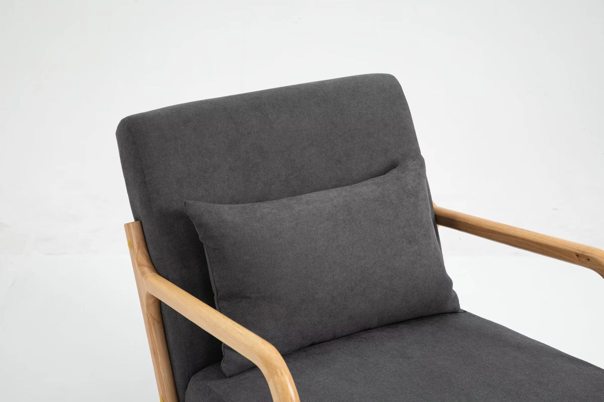 Modern Accent Chair, Upholstered Armchair with Wood Frame, Bronzing Cloth Single Sofa Chair with Lumbar Pillow for Living Room Bedroom Apartment, Orange