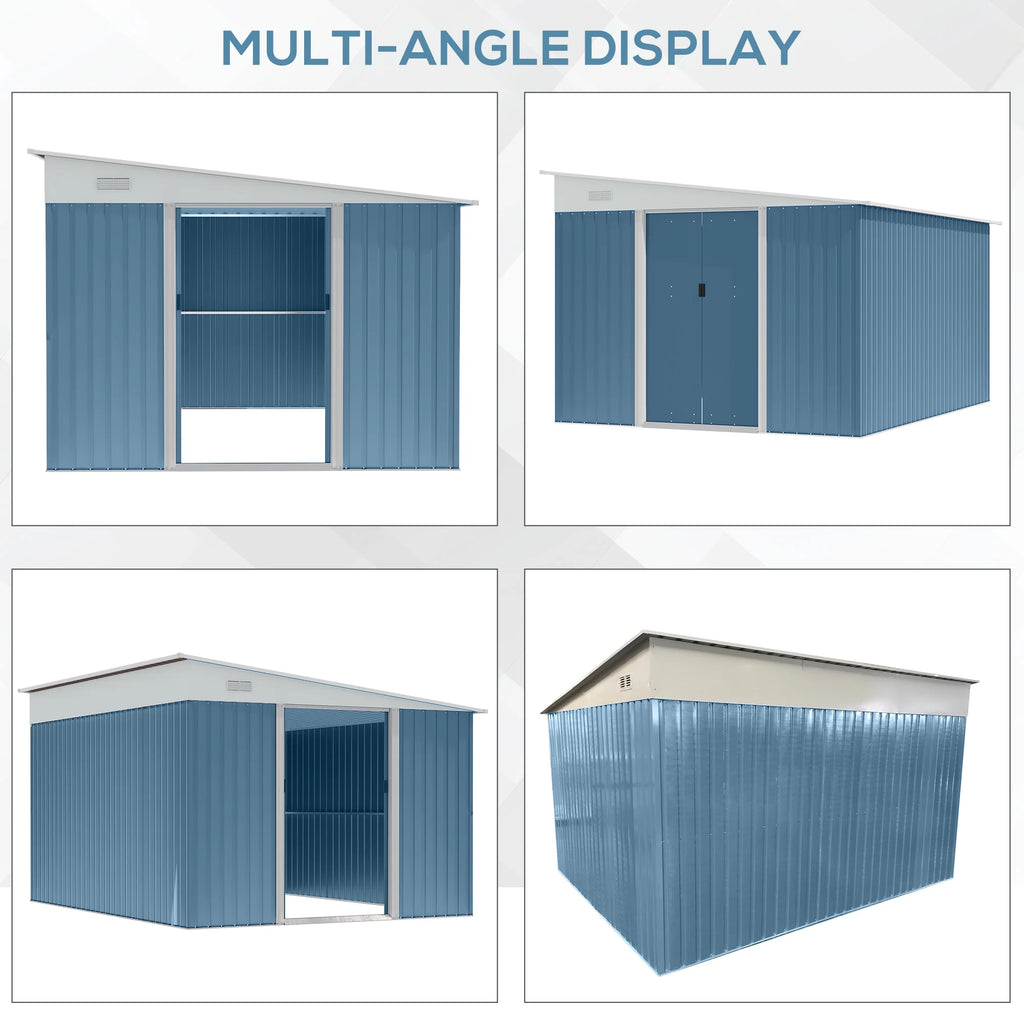Outsunny Metal Outdoor Storage Shed with Lockable Doors, 3.3' x 3.4', Brown
