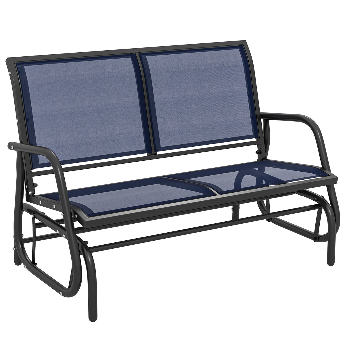 Outsunny 2-Person Outdoor Glider Bench, Patio Double Swing Rocking Chair Loveseat w/Powder Coated Steel Frame for Backyard Garden Porch, Black