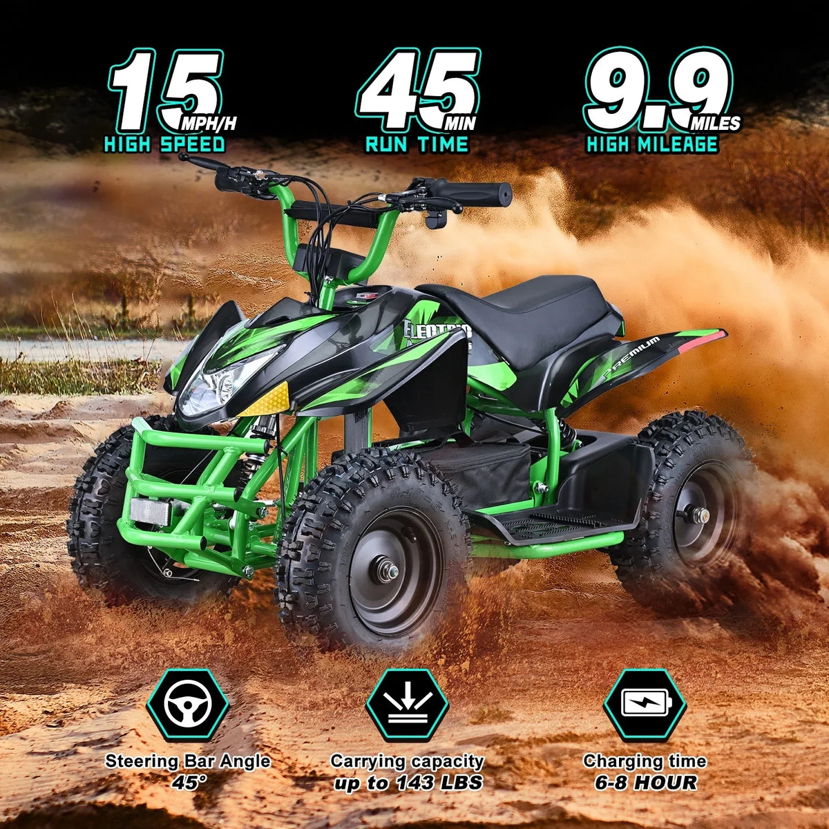 Aoemoe 500W Ride-On Racer 15mph Speed, 36V Battery, 45 60 Min Play, Blue