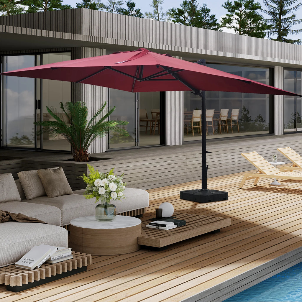 Boyel Living 10 x 13 FT Cantilever Patio Umbrella, Outdoor Rectangle Offset Umbrella with 360°Rotation, Heavy Duty Patio Hanging Umbrella with Base for Garden Pool Backyard, Navy Blue