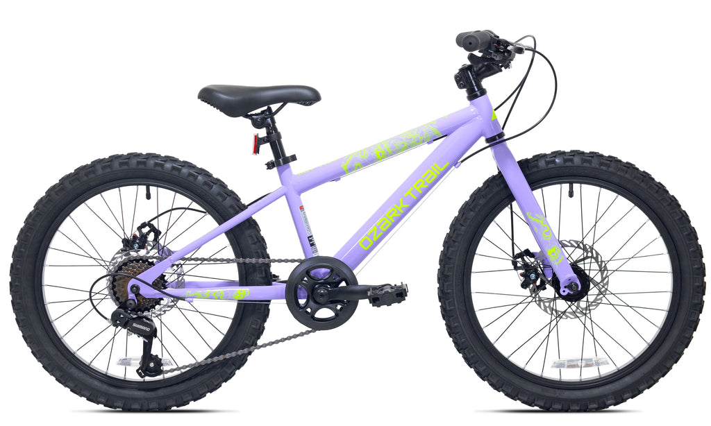 20" Ozark Trail Vibe Mountain Bicycle, 7 Speed, Fits Rider 3'11"-4'4", Purple, Teen, Unisex