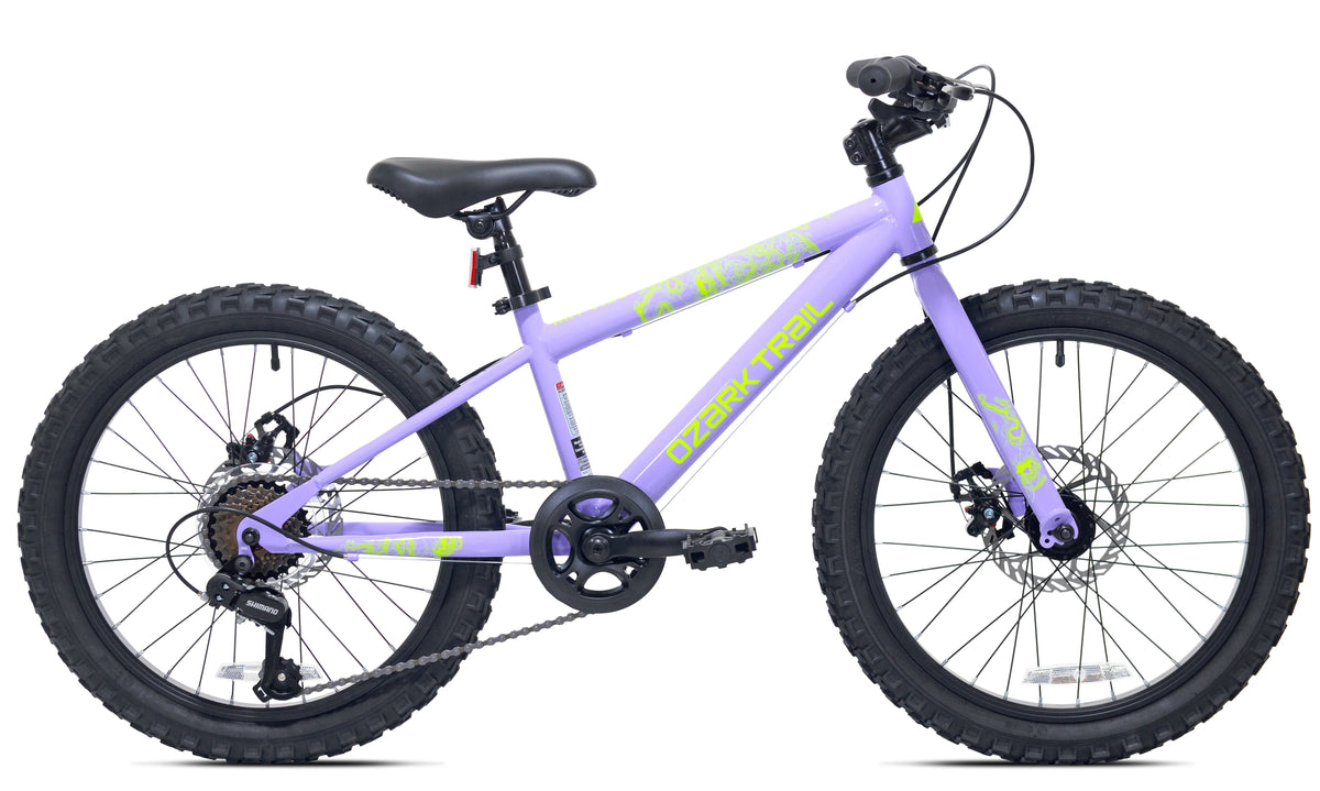 20" Ozark Trail Vibe Mountain Bicycle, 7 Speed, Fits Rider 3'11"-4'4", Purple, Teen, Unisex