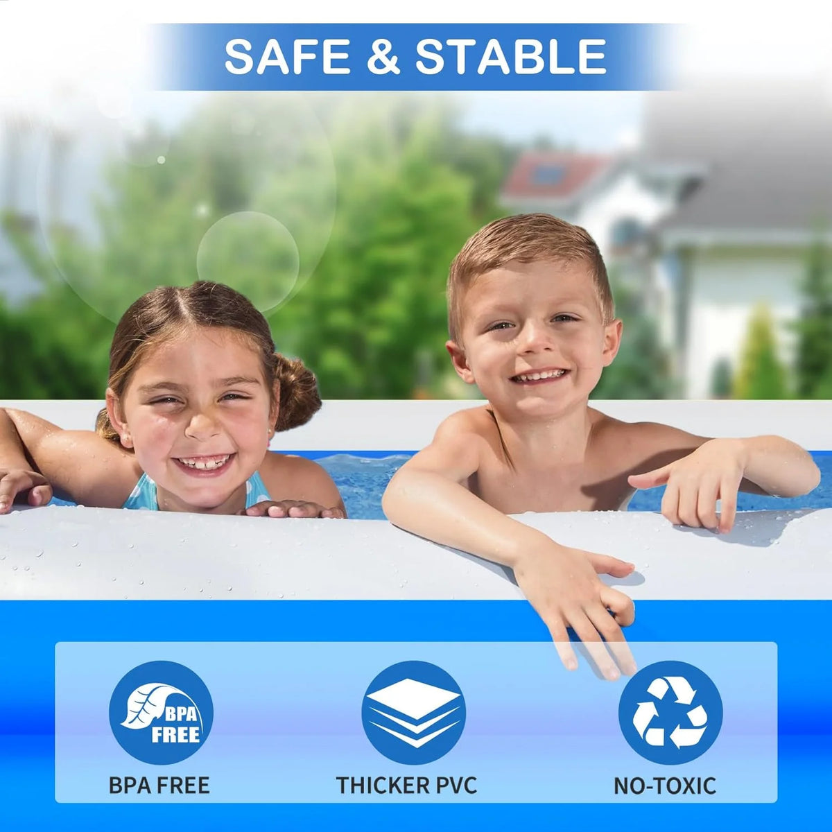 Large Inflatable Pool, Oversized Family Swimming Pool for Kids and Adults, Perfect for Backyard and Summer Parties