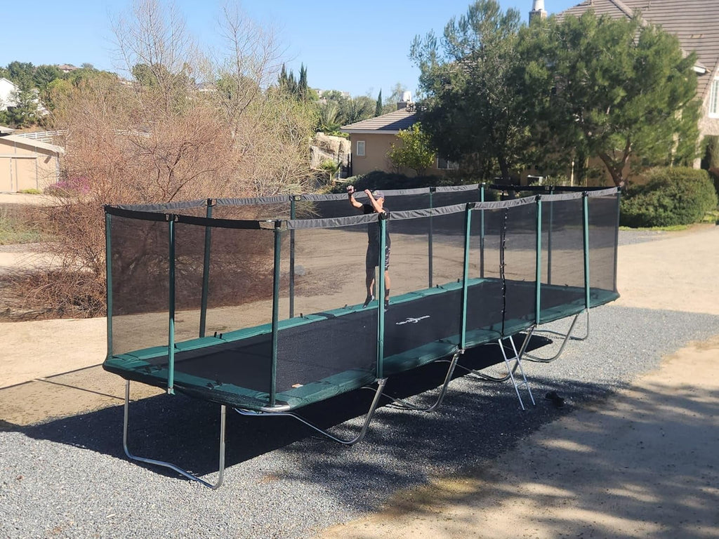 Galactic Xtreme 10x17 FT Outdoor Rectangle Trampoline with Net Enclosure 750Lbs Heavy Weight Jumping Capacity - Outdoor Gymnastics Trampolines for Adults and Kids