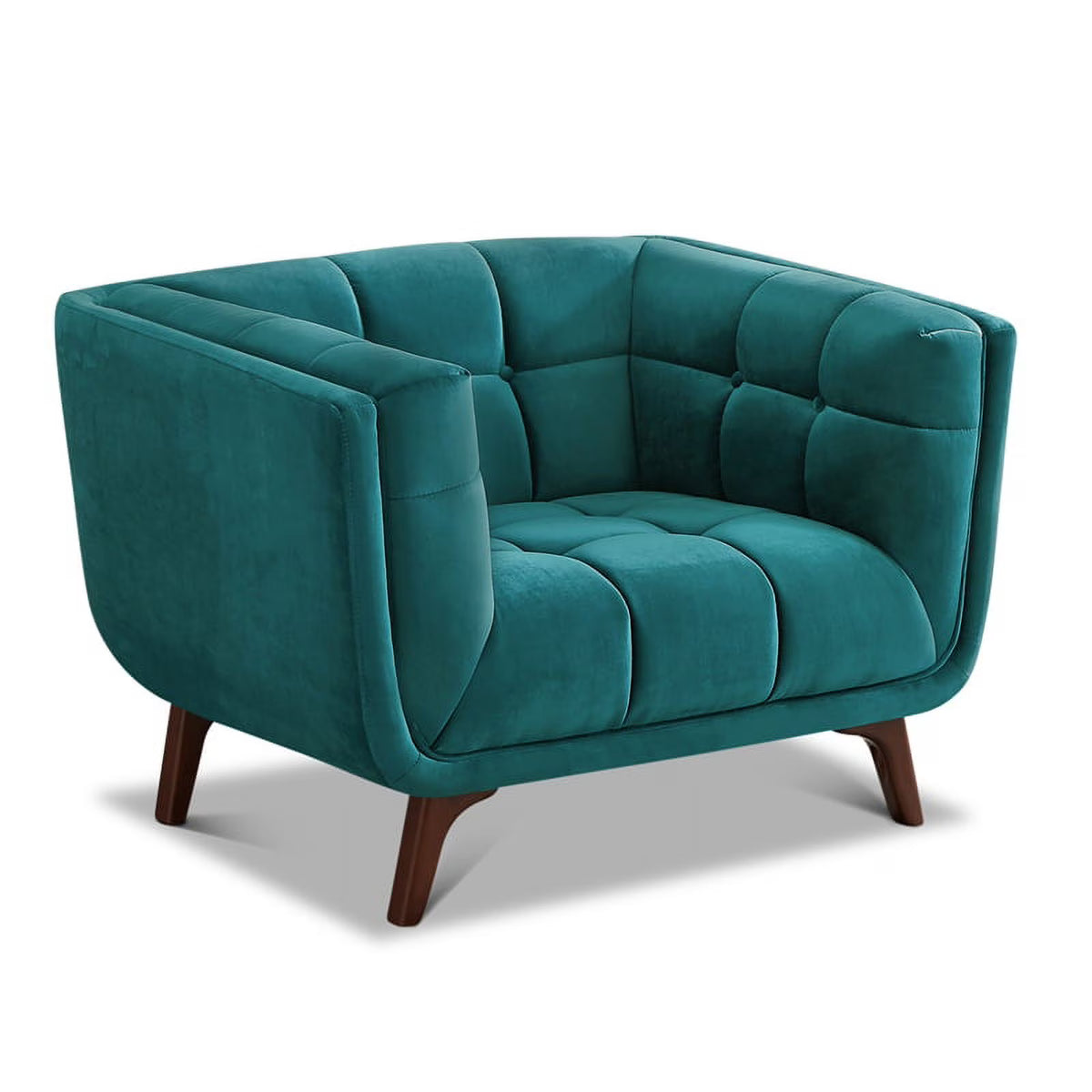 Allen Mid-Century Modern Velvet Upholstered Armchair in Blue