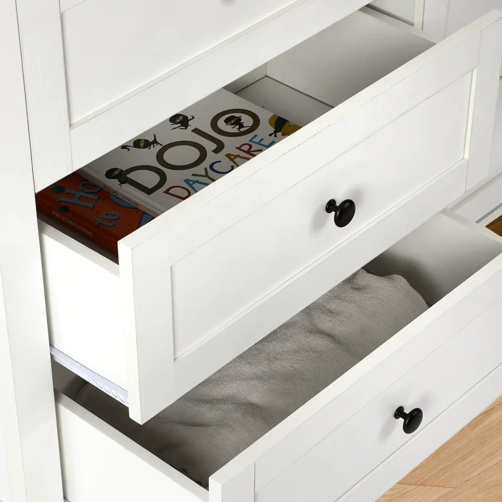 RichYa 6 Drawer Dresser for Bedroom,Chest of Drawers with Metal Knobs,Dresser for Closet,White