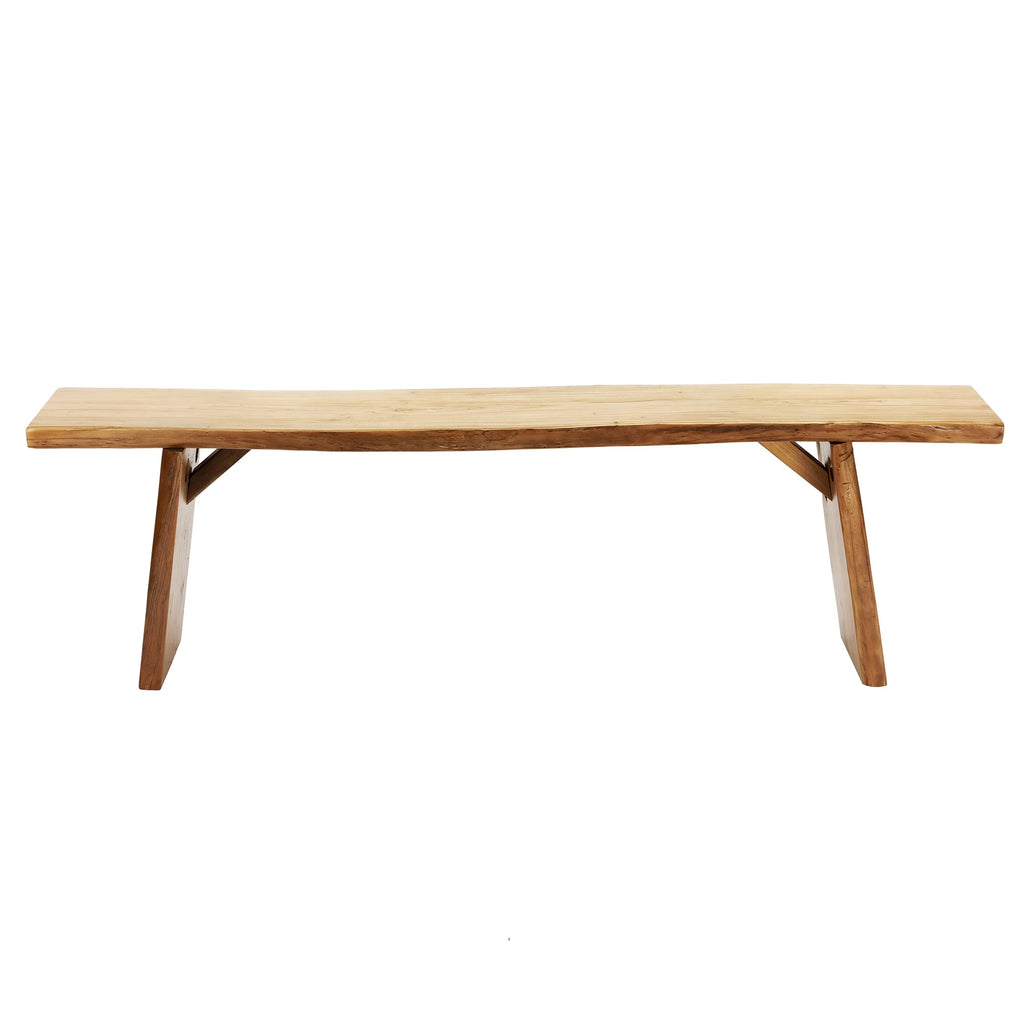 WILK Live Edge Wooden Dining Bench, Construction Farmhouse Kitchen Bench with Natural Wood for Home and Kitchen,Entryway Solid Wood Bench for  Dining Room,Living Room and Outdoor (63'' Long, Elm)
