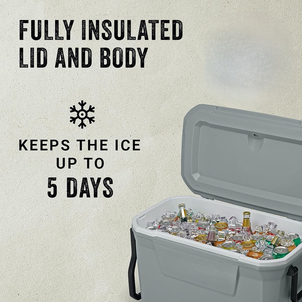 Classic Series Insulated Portable Rolling Cooler with Wheels, Leak-Resistant Outdoor Hard Cooler Keeps Ice up to 5 Days, 62-Quart