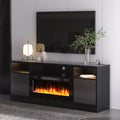 BREEZEHEAT Electric Fireplace TV Stand-70 inch TV Stand with 36" Electric Fireplace-Living Room Tv Cabinet with Storage for TVs Up to 80"-Led Entertainment Center Modern Media Console (Black)