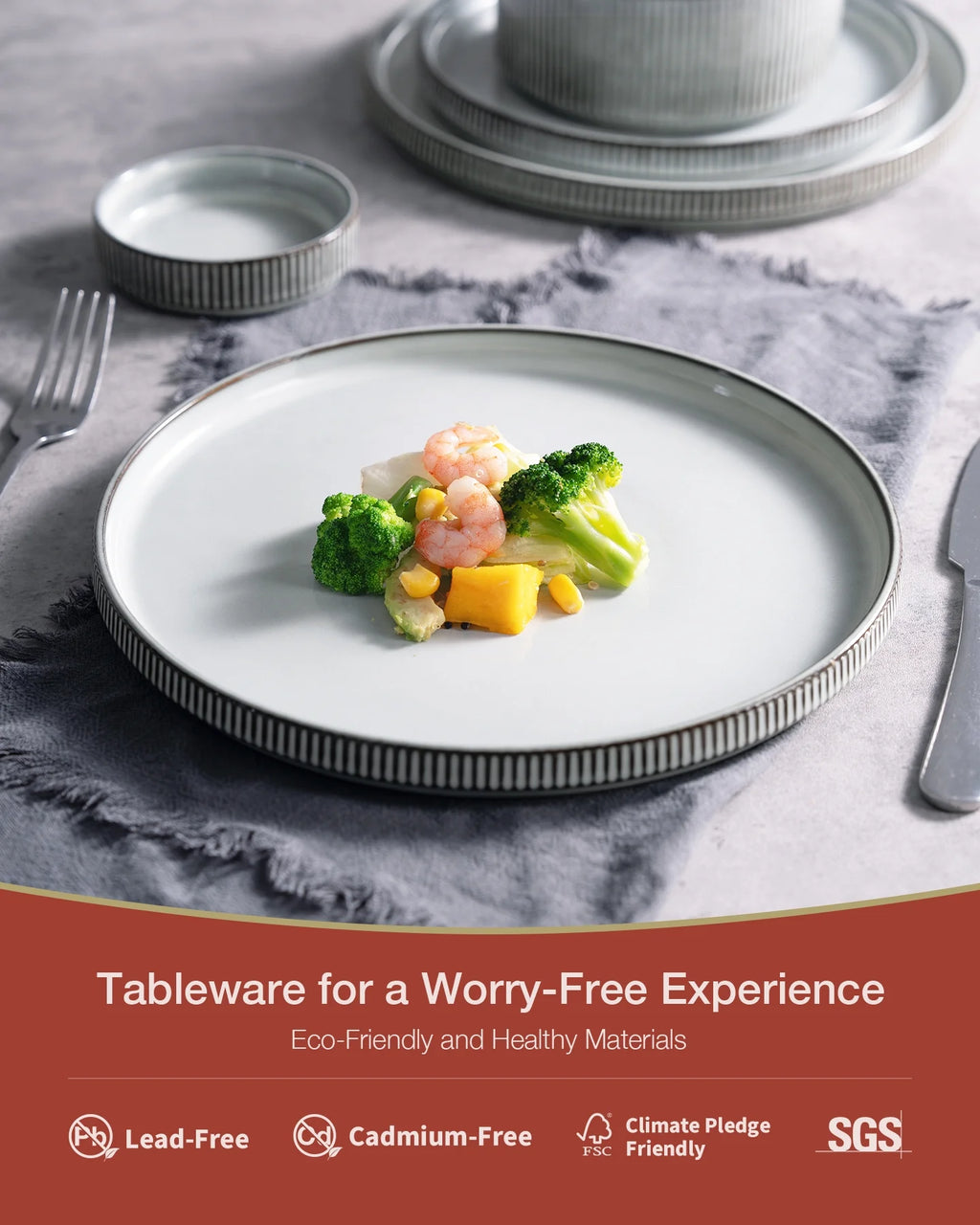 Famiware Star Stoneware Dinnerware Sets, Plates and Bowls Set for 4, 12 Piece Dish Set, Cappuccino White