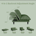 75" 4-in-1 Corduroy Futon Couch - Convertible to Lounger, Tatami & 2 Chairs, 3-Angle Adjustable Backrest, Solid Wood Frame, 300 LBS Capacity,Green