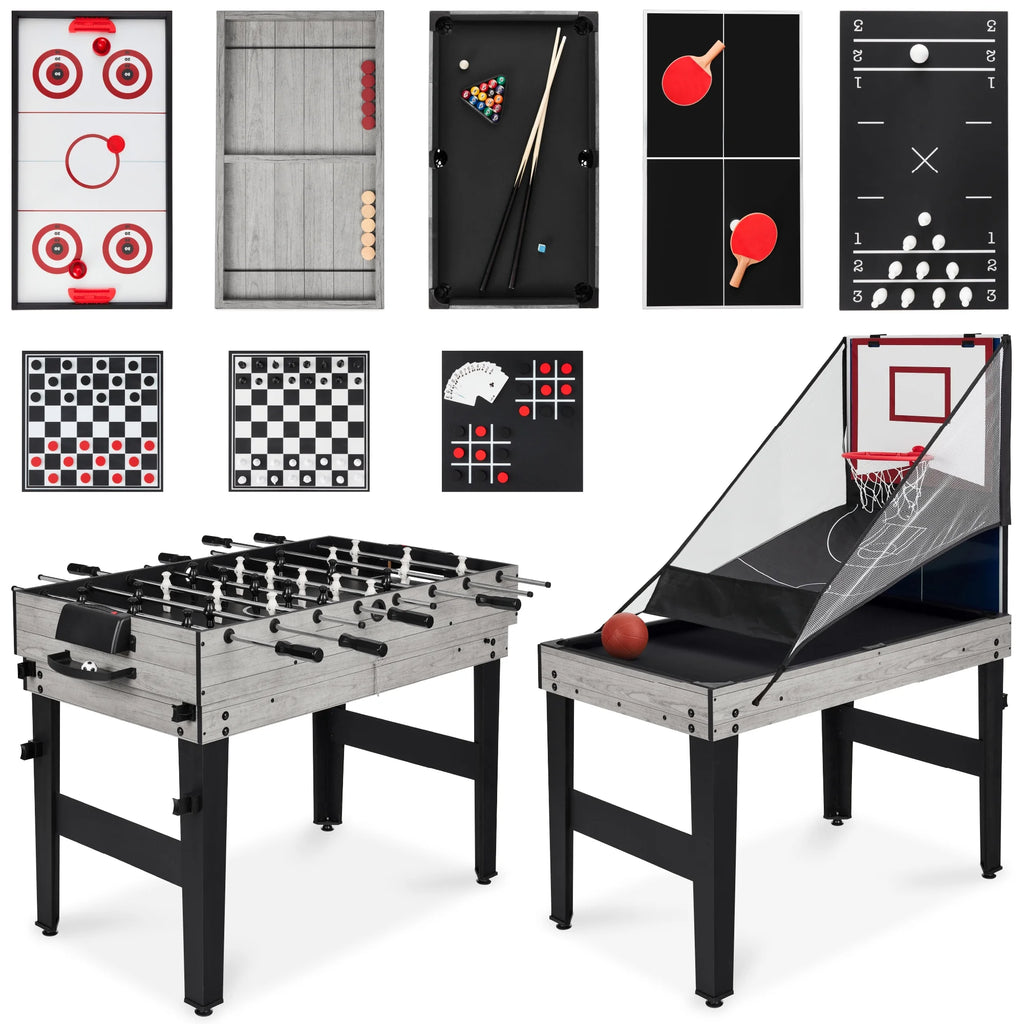 Best Choice Products 13-in-1 Combo Game Table Set w/ Ping Pong, Foosball, Basketball, Hockey, Archery - Natural