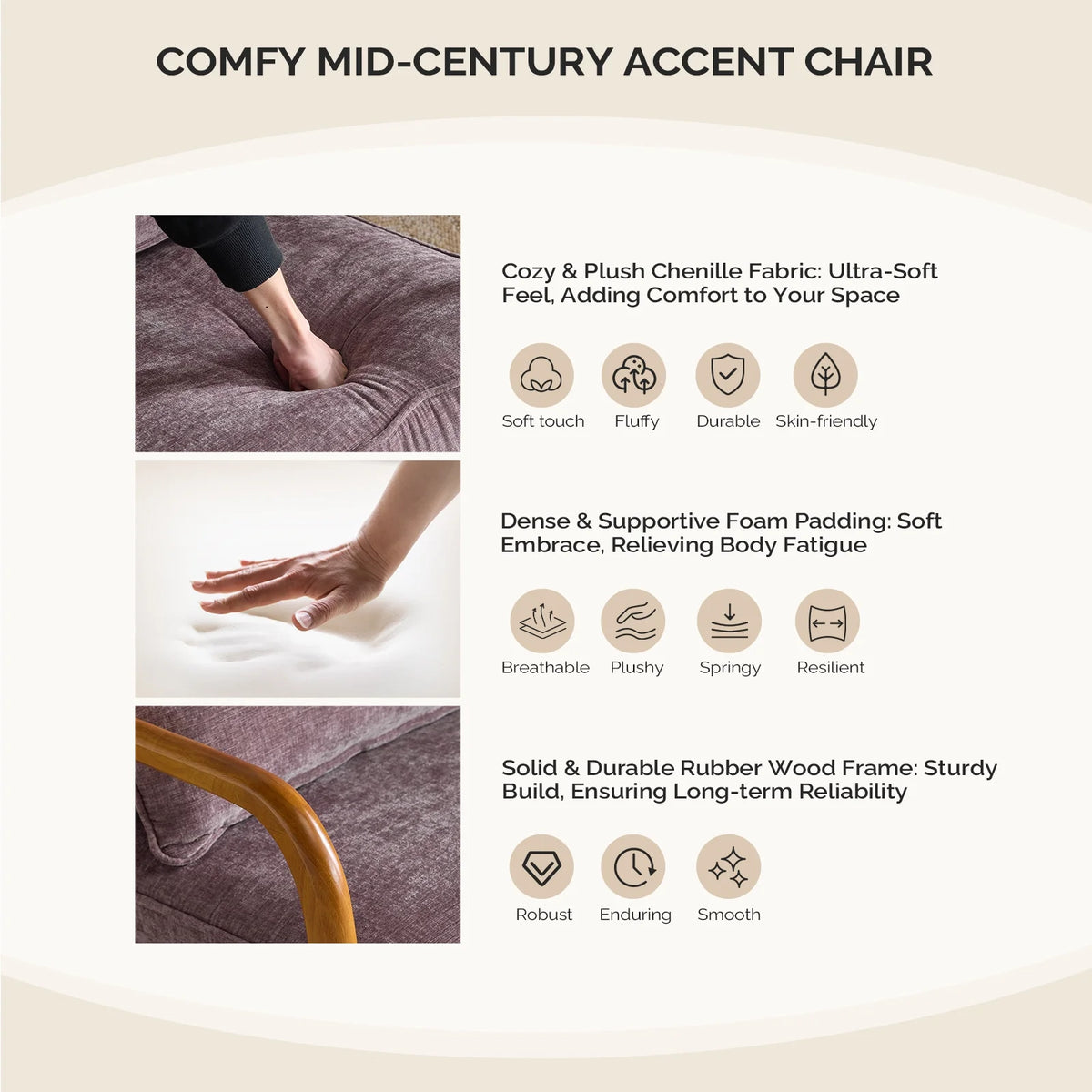 Ktaxon Accent Chair Corduroy Upholstered Armchair, Reading Club Chair with Pillow and Solid Wood Frame for Living Room Bedroom Furniture Off White