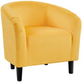 Alden Design Upholstered Barrel Accent Chair for Livingroom, Yellow Velvet