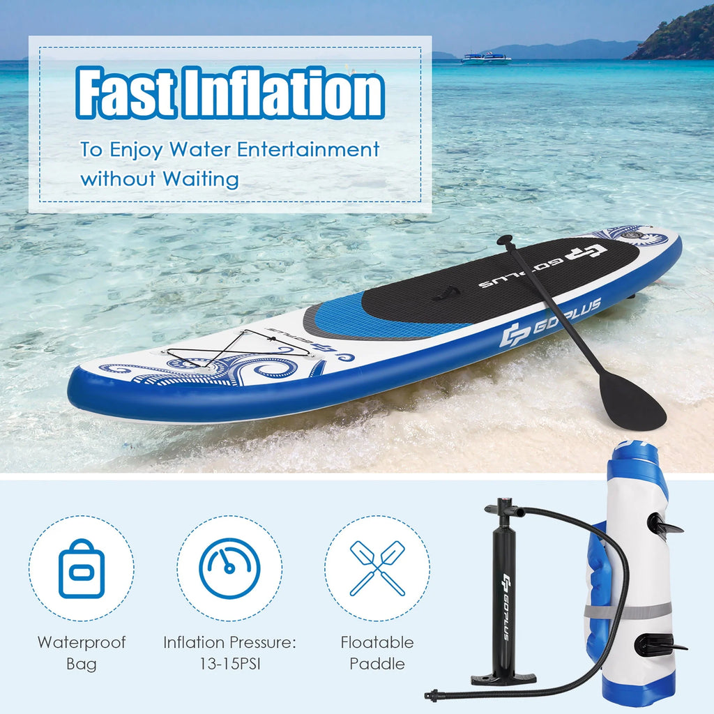 Goplus 10.5’ Inflatable Stand Up Paddle Board 6" Thick SUP W/Carrying Bag Aluminum Paddle