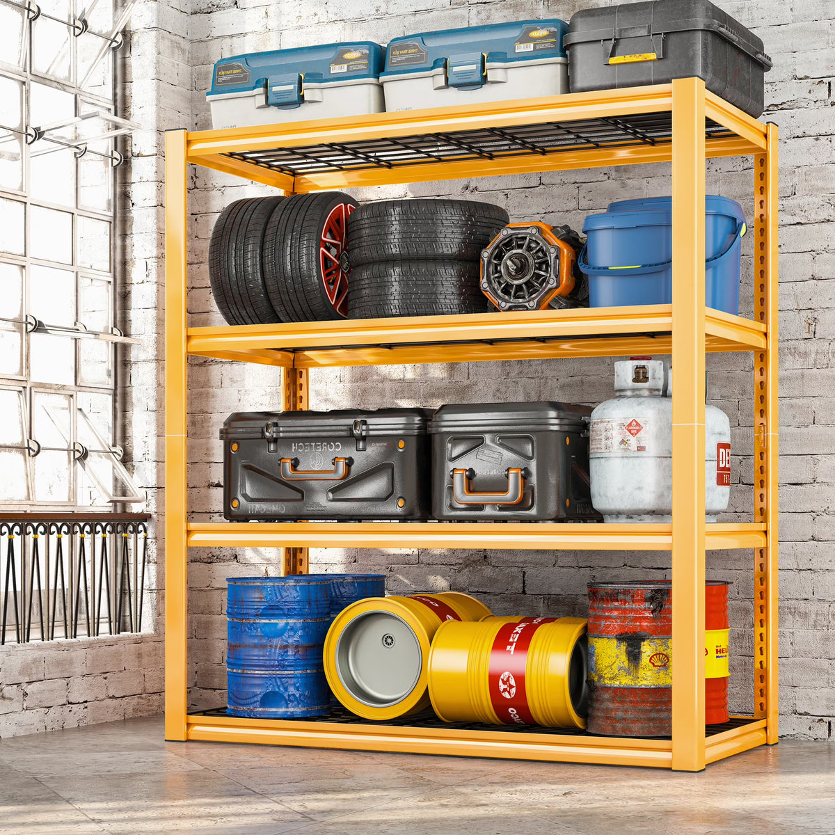 REIBII 2200LBS Garage Shelving Units Heavy Duty  Adjustable Metal Shelving 4 Tier Storage Shelves,39.4" W x 19.7" D x 59.9H