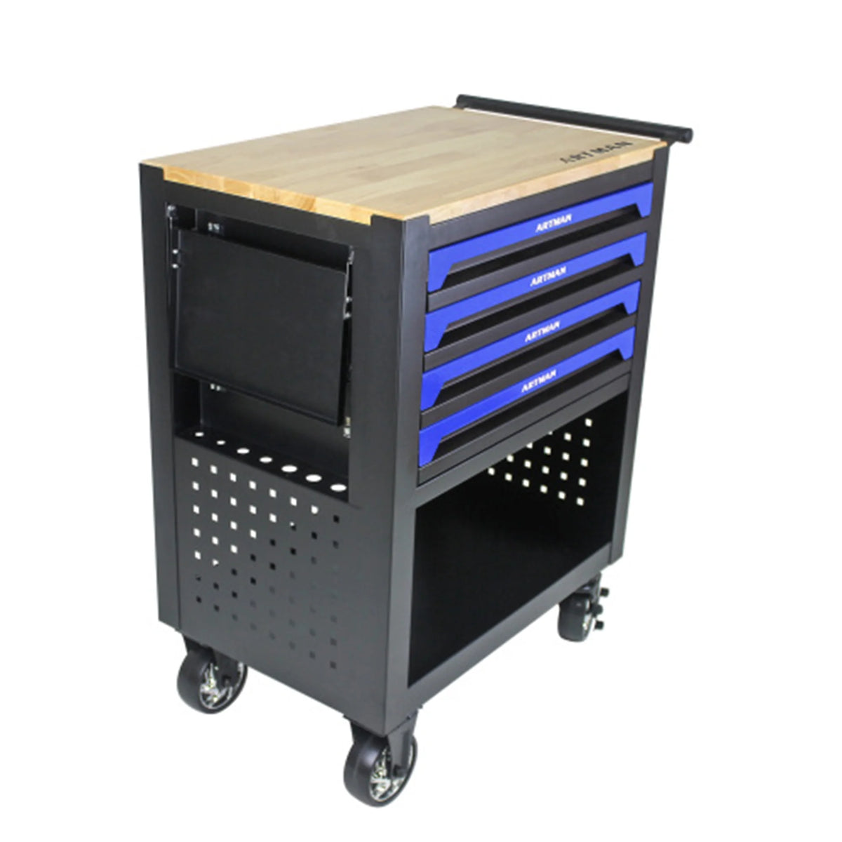 ARTMAN 4-Drawer Tool Cart with Wheels and Drawers ,Wood Top Tool Box Cart for Workshop Warehouse Garage