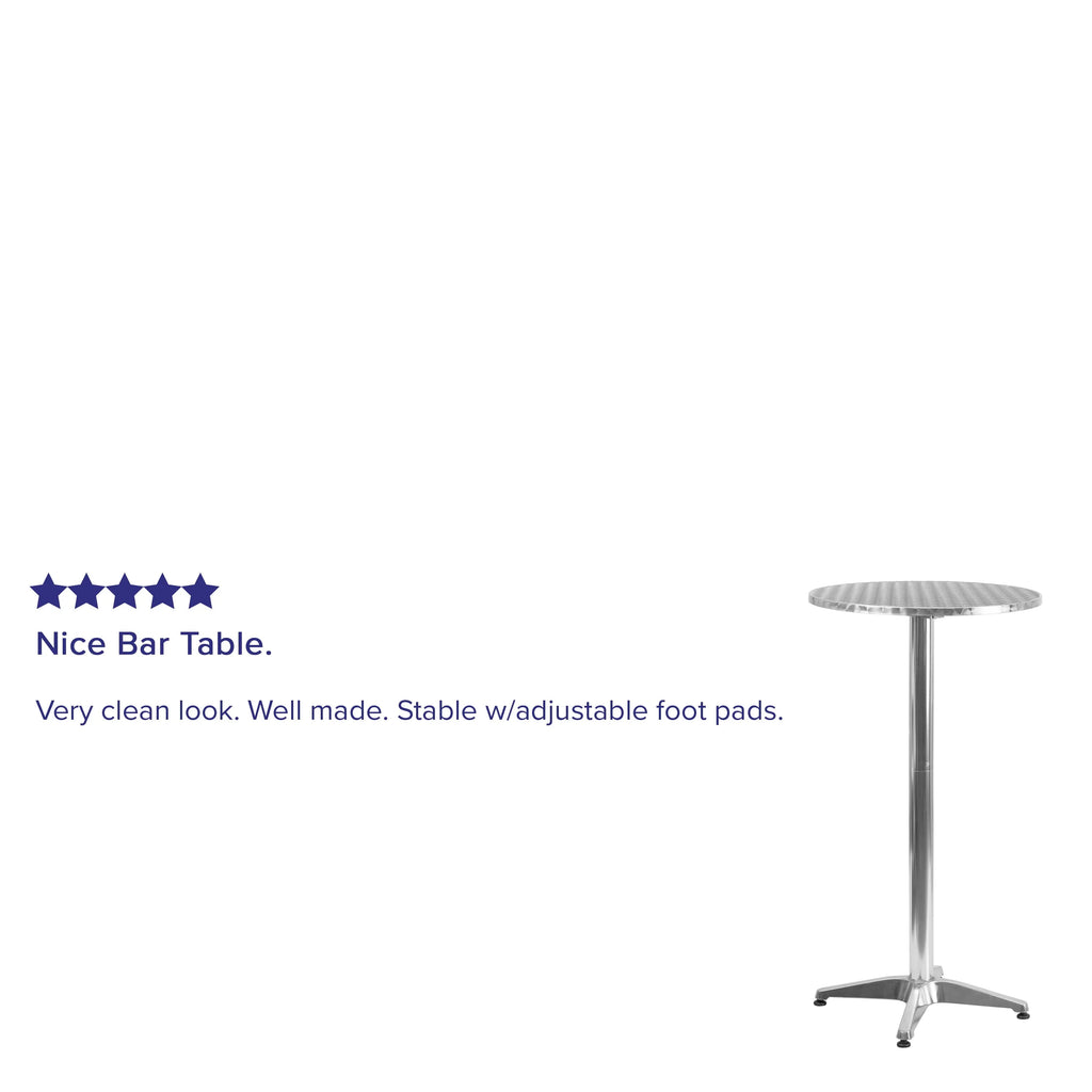Emma + Oliver 23.25" Round Aluminum Indoor-Outdoor Bar Height Table with Flip-Up Table