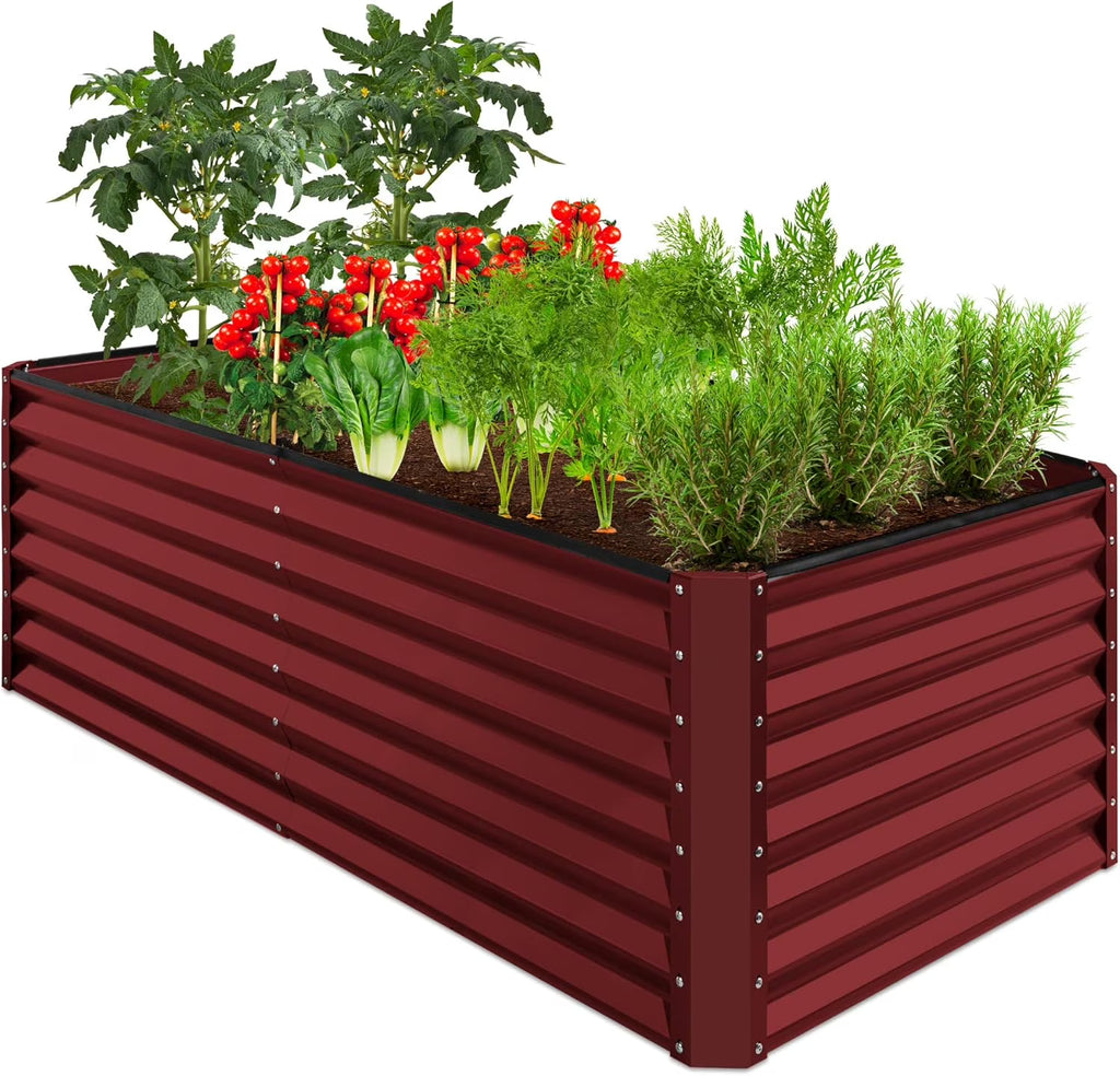 Gloaa 6x3x2ft Outdoor Metal Raised Garden Bed, Deep Root Box Planter for Vegetables, Flowers, Herbs, and Succulents w/ 269 Gallon Capacity Sage Green