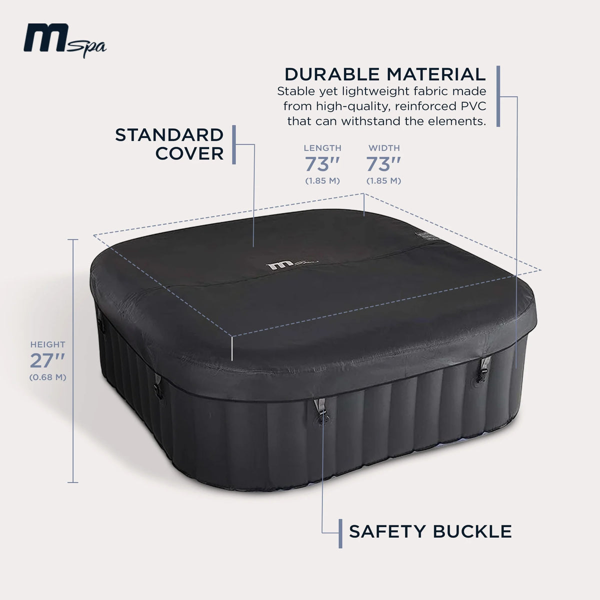 Mspa-USA 6 Person Inflatable Squared Hot Tub with Air Jets Massage System