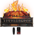 TURBRO Eternal Flame 26 in. WiFi Infrared Quartz Electric Fireplace Log Heater with Sound Crackling, Realistic Pinewood Logs, Adjustable Flame Colors, Remote Control, Thermostat, Timer, 1500W Bronze
