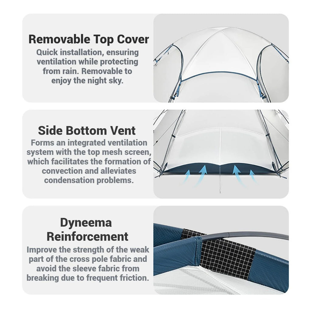 Naturehike, Hiking Tent, Large Space Outdoor Camping Tent, Lightweight Backpacking Tent with Vestibule, Waterproof Four Seasons Dome Tent, Stable Tri-Cross Support Structure, Strong Wind Resistance