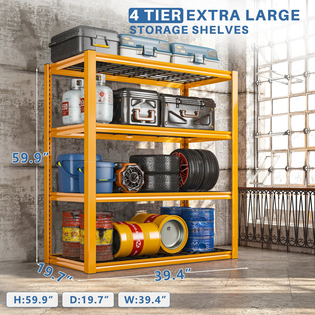 REIBII 2200LBS Garage Shelving Units Heavy Duty  Adjustable Metal Shelving 4 Tier Storage Shelves,39.4" W x 19.7" D x 59.9H