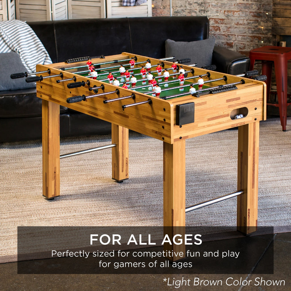 Best Choice Products 48in Competition Sized Foosball Table for Home, Game Room w/ 2 Balls, 2 Cup Holders - Light Brown