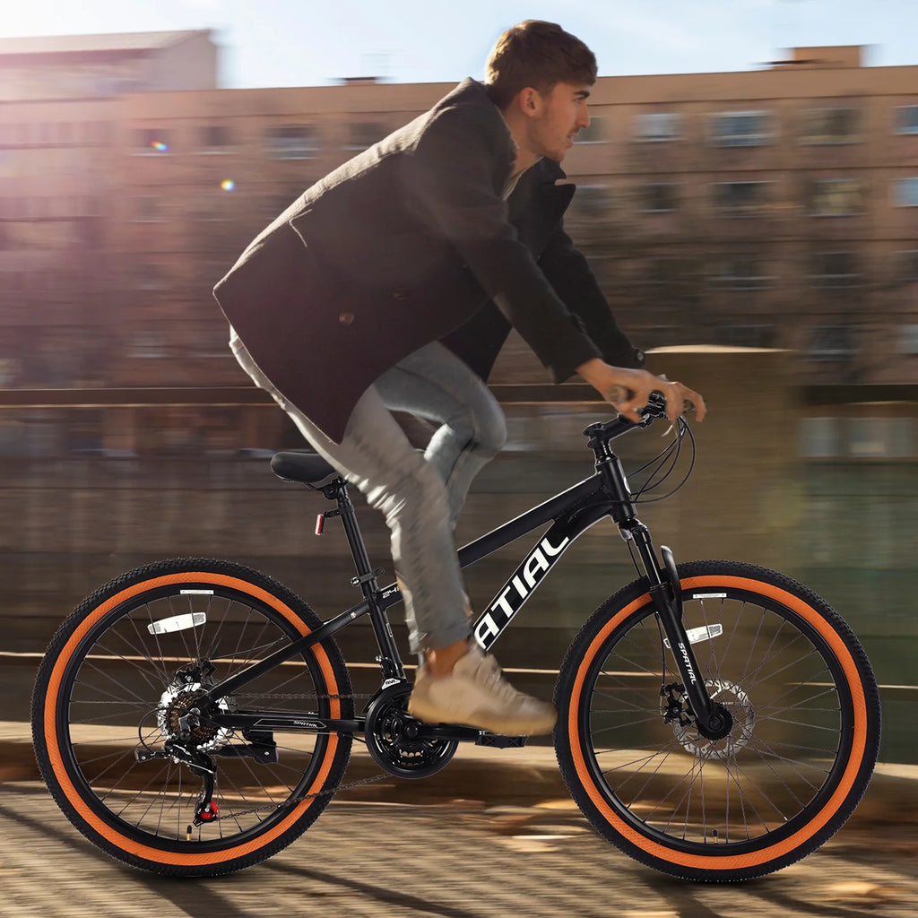 SPATIAL 24/26/27.5/29 inch Mountain Bike,8/21 Speed Lightweight Aluminum Magensium Frame Mountain Bicycle,Fits Men Women Teenagers Adult Disc Brake MTB Bicycle