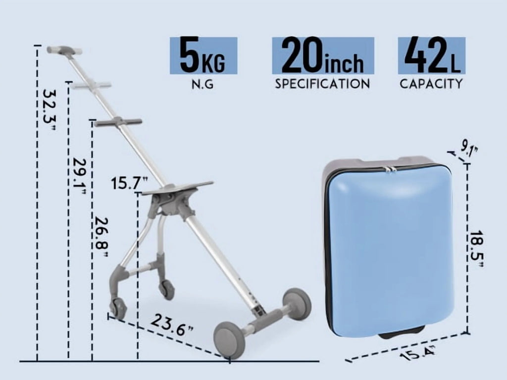 Fridtrip 20 Inch Hardside Carry on Luggage - 3-in-1 Kids Ride-on Suitcase with Spinner Wheels, Child Seat & Stroller Design, Lightweight Hard Shell Travel Luggage with Large Capacity for Family Trips
