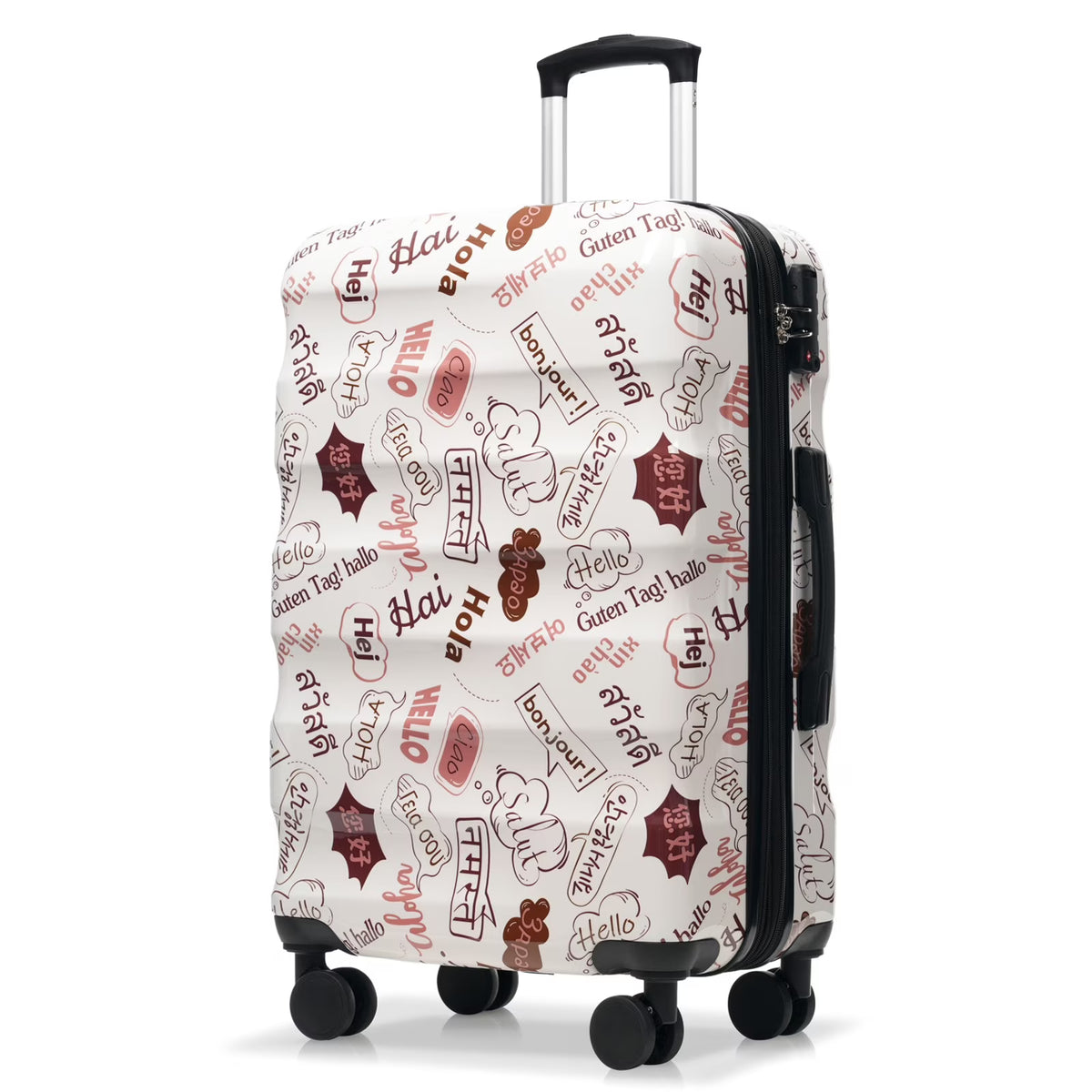 28 Inch Expandable Checked Luggage, Lightweight Glossy Hardshell Travel Suitcase with Spinner Wheels, TSA Lock