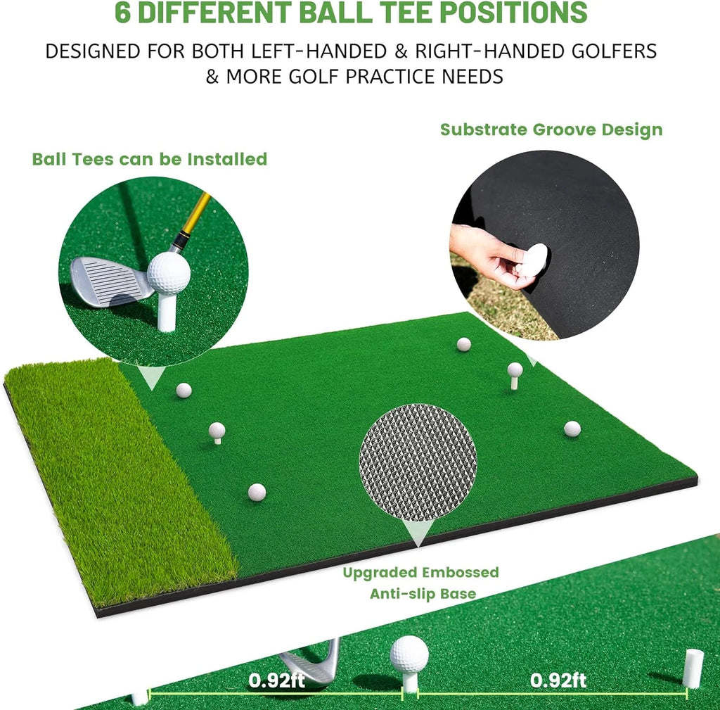 WFUN 5x4ft Hitting Thickened Artificial Turf Practice Golf Mat for Outdoor & Indoor, Gifts for Men/Golfers